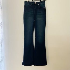 YMI- dk blue denim jeans w/flared pant legs, size 3/26
